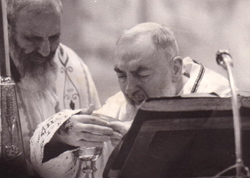 Padre Pio mentre celebra messa